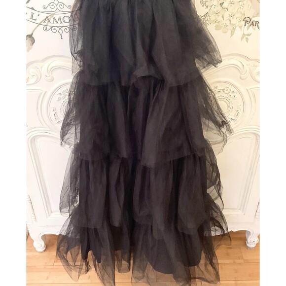 Lulus Tulle For Love Dress Women's XL Black Maxi Mesh Tulle Tiered Ruffled NWOT - Picture 7 of 13